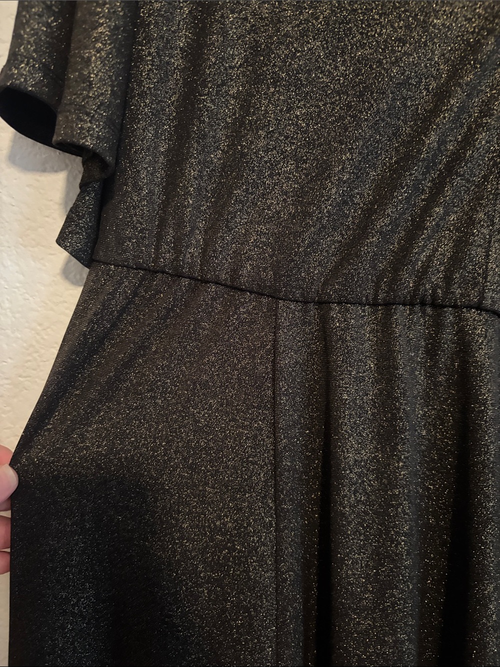 torrid Shimmering V-Neck Flutter Midi Dress in Metallic Black - Picture 4 of 5